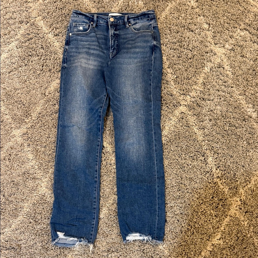 Straight-Leg High-Rise Women’s Jeans in Dark Blue Wash